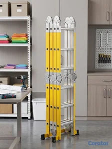 Escalera Articulada Multiuso / Plegable en Aluminio y Amarillo