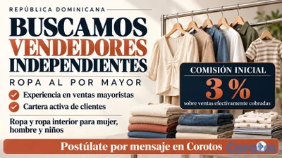 Vendedor independiente por comisión - Ropa al por 