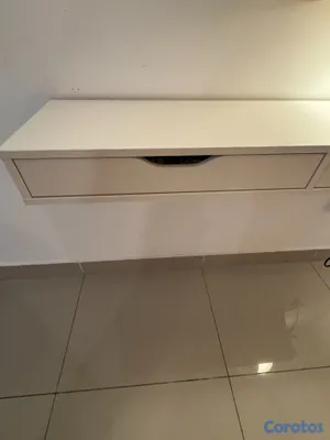 muebles y colchones - Repisa flotante IKEA EKBY ALEX blanca con 2 cajone 4
