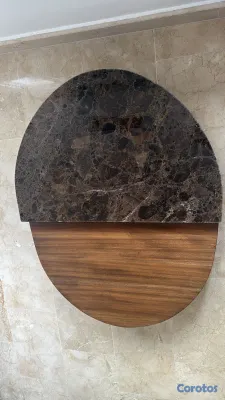 decoración y accesorios - Set de dos mesas de centro media luna en madera y  8