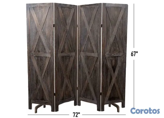 decoración y accesorios - Divisor de habitación de 4 paneles, pantalla de diseño en X de madera  2