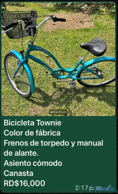 bicicletas y accesorios - bicicleta marca Townie, frenos de torpedo, color de fábrica, canasta, parrilla  4