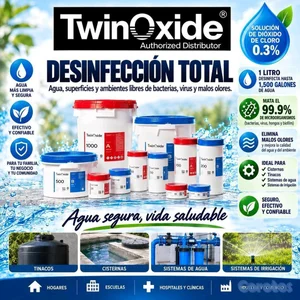 ​¡Agua 100% limpia y sin bacterias! Prueba TwinOxide.