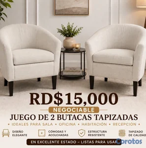 Juego de 2 Butacas Tapizadas Beige – Sala / Oficin