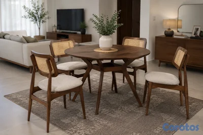 Juego de comedor redondo de 4 sillas importado