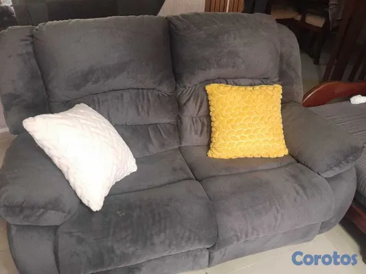muebles y colchones - Juego de sala reclinable de tela microfibra 4