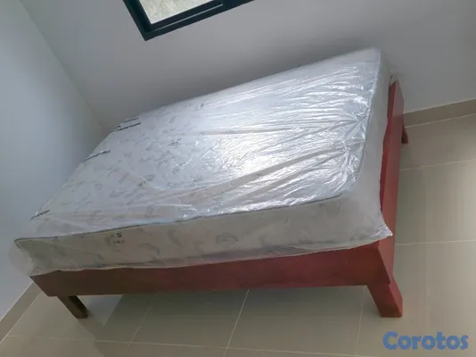 muebles y colchones - Cama Full: Base de Madera + Colchon 4