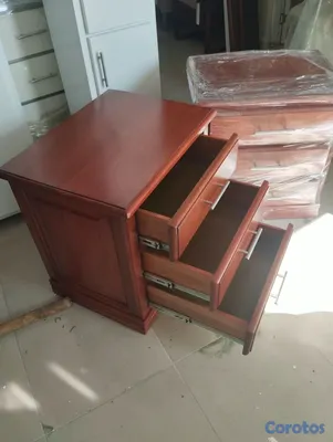 muebles y colchones - Mesa de noche en madera de caoba, color caoba  3
