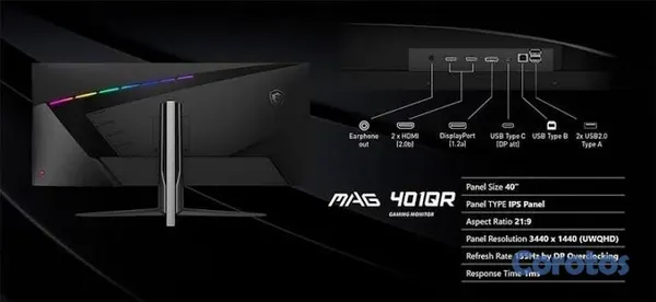 otros electronicos - Monitor Gaming Ultrawide MSI MAG401QR – 40" – 155Hz – UWQHD – IPS 3