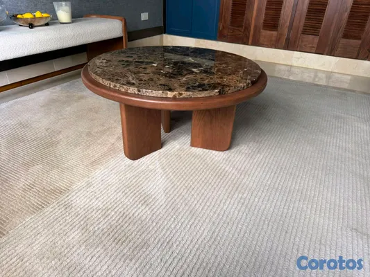 muebles y colchones - Mesa centro marmol emperador roble americano 81cm 4