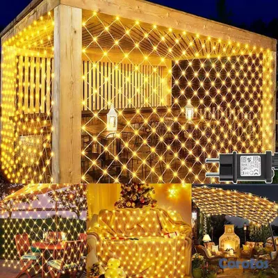decoración y accesorios - Malla de Luces Navideña 3 Metros por 2 Metros, multicolor , amarillo cálido y bl 2