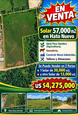 solares y terrenos - SOLAR EN VENTA - HATO NUEVO - 57,000 m2 - IDEAL PA 2