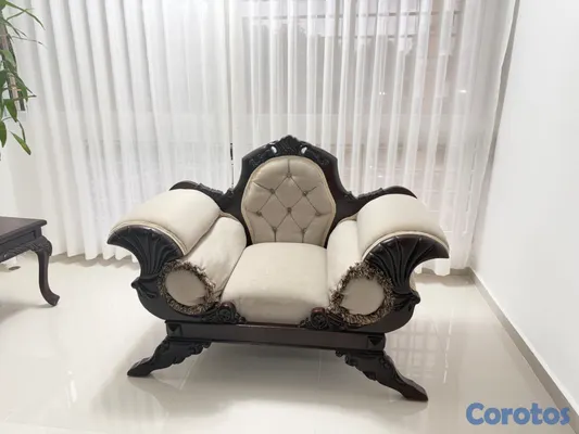 muebles y colchones - Juego de sala clásico de caoba con mesa de centro 5