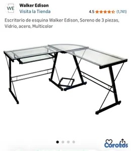 ESCRITORIO PARA ORDENADOR (PC), 3 PIEZAS EN VIDRIO