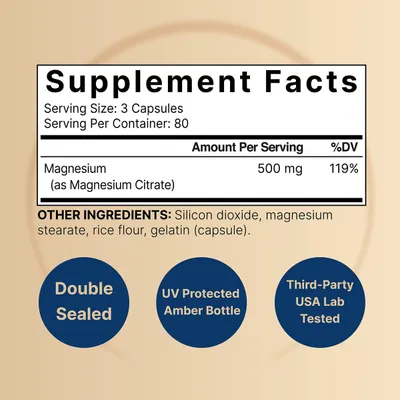 Salud y Equipamiento Médico - Citrato De Magnesio 500mg 240 Cap Naturebell 2