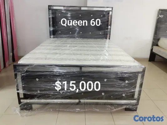 muebles y colchones - Cama Full 54 Enmarcada en Espejo con Colchon  2
