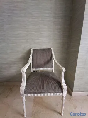 muebles y colchones - Juego 8 sillas comedor madera tallada blanco 2