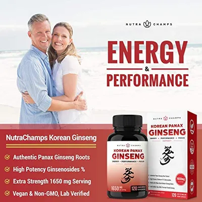 Salud y Equipamiento Médico - Nutrachamps Korean Red Panax Ginseng 1000mg 120 Cápsulas Veg 4