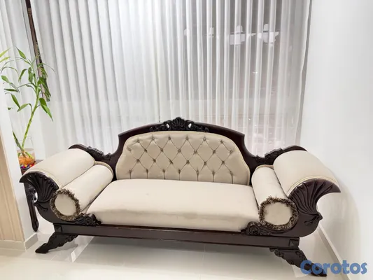 muebles y colchones - Juego de sala clásico de caoba con mesa de centro 7