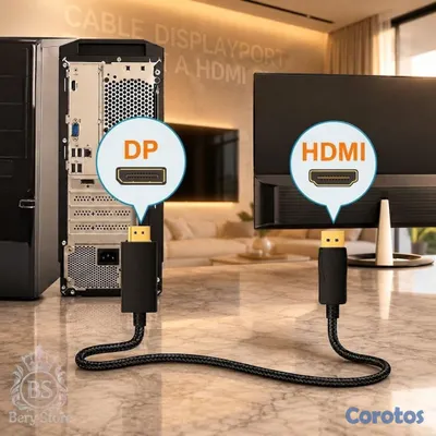 computadoras y laptops - Cable DisplayPort a HDMI de 1.5 M. para conectar PC, Consolas, TV, Monitores ETC 7