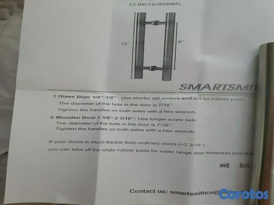 decoración y accesorios - MANILLA PARA PUERTA VIDRIO O MADERA, OFICINA O DESLIZANTE O DE GRANERO 2