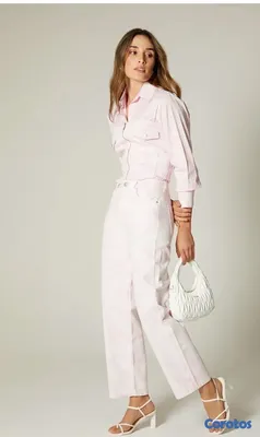 ropa para mujer - Jeans de Mujer blanco con rosado size 6, marca Colombiana Studio F 3