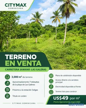 solares y terrenos - TERRENO EN VENTA | CARRETERA SAMANÁ–LAS GALERAS