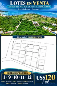 LOTES EN VENTA A SOLO 150 METROS DE PLAYA ASERRADE