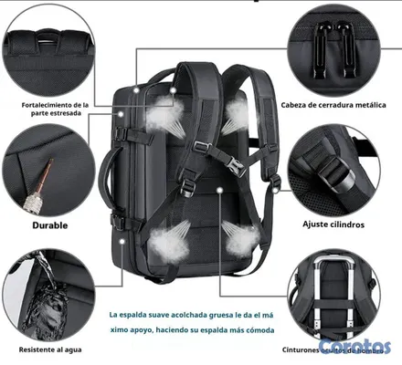 ropa para mujer - Mochila expandible multifuncional con compartimento para laptop y ropa  7