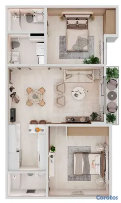 apartamentos - Venta Apartamento en construcción 2 hab y 1 parque 2