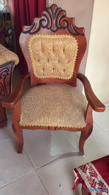 muebles y colchones - Juego de Sala Caoba Tallada - Sofa + 2 Butacones - 3