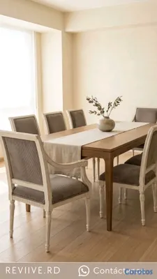 muebles y colchones - Juego 8 sillas comedor madera tallada blanco 5