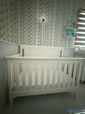 muebles - Cuna 3 etapas convertible en cama + colchón + sábanas 2