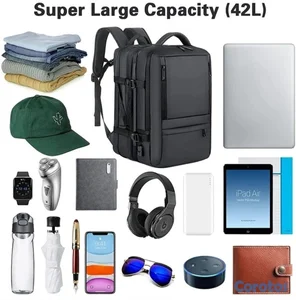 Mochila expandible multifuncional con compartimento para laptop y ropa 