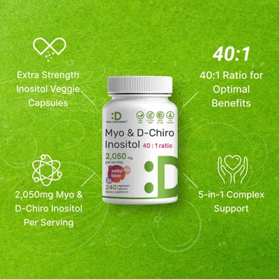 Salud y Equipamiento Médico - Mioinositol Y D-quiro Inositol 2050 Mg Por Porcion, 240 Caps 4