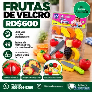 Juego Educativo de Frutas para Cortar con Velcro –