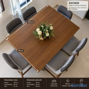 Juego de comedor alto para 6 personas – Mesa + 6 s