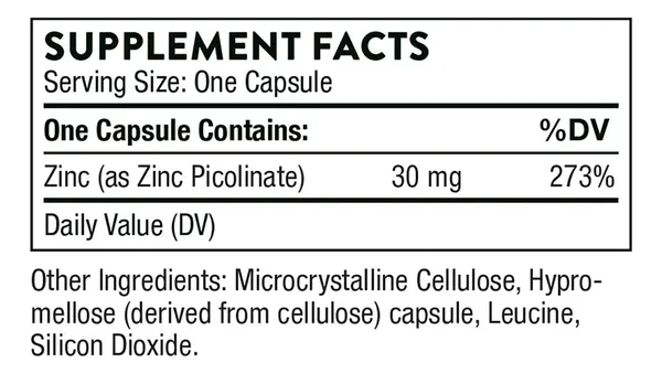 Salud y Equipamiento Médico - Picolinato Zinc 30 Mg Thorne - Uni - Unidad A $3415 2
