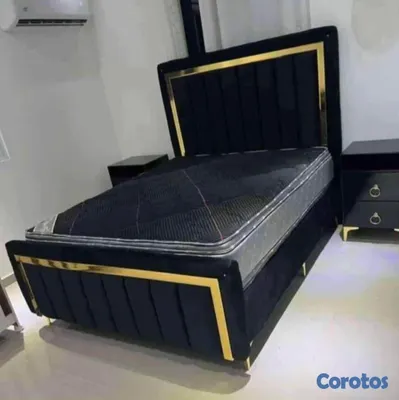 muebles y colchones - cama de cama queen color gris  4