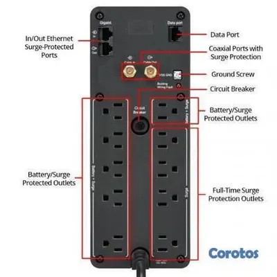 computadoras y laptops - UPS APC BR1000 BACK-UPS PRO, 1.0KVA (1000 VA), 600 WATTS, INPUT 120V / OUTPUT 2
