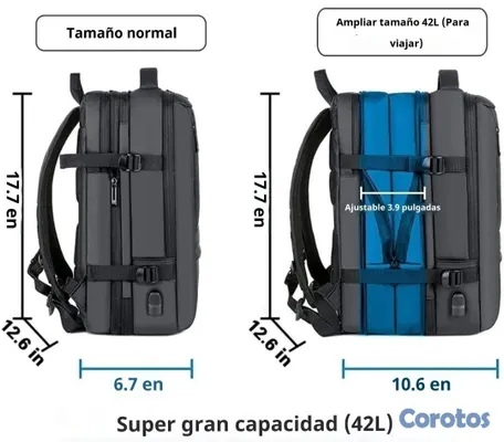 ropa para mujer - Mochila expandible multifuncional con compartimento para laptop y ropa  4