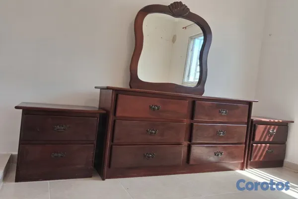 muebles y colchones - Juego de Habitación en Caoba (Queen) + Colchón  7