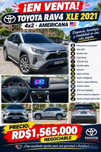 TOYOTA RAV4 XLE 2021 4x2 AMERICANA RD$1,565,000 NEG. VEHÍCULO DE USO PERSONAL
