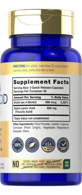 Salud y Equipamiento Médico - Acido Alfa Lipoico 600 Mg 90 Cap Carlyle 2