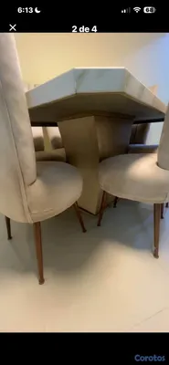 muebles y colchones - comedor de 6 sillas tope
en mármol tela de excelente calidad patas color madera  5