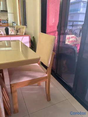 muebles y colchones - Comedor 6 sillas mesa tope  160x90 base madera 4