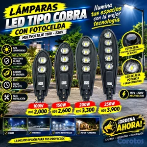 lámparas led tipo cobra con fotocelda 