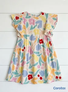 Vestido de flores multicolor con volantes 