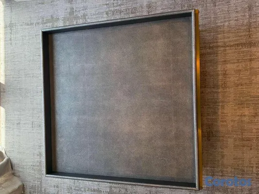 decoración y accesorios - Mesa centro cuadrada piel shagreen laton 31 pulgadas 2