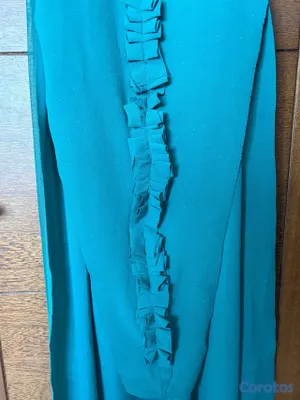 ropa para mujer - Vestido largo color verde esmeralda con detalles dorados 2